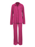 Damenbekleidung, Herbst/Winter, einfarbig, plissiert, langärmelig, Oberteil und Hose, zweiteiliges Set