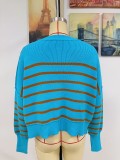 Women Round Neck Oversized Striped Sweater