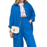 Women Casual Loose Shirt and Pant Two-Piece Set