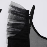 Summer Fashion Sexy Mesh Bodysuit Skirt Gloves Three-Piece Female Set