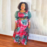 Printed African Ladies Plus Size Long Dress