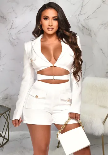 Women's Fashion Pocket Sexy Deep V Solid Color Jumpsuit