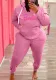 Plus Size Women Casual Sports Hoodies and Pant Two-Piece Set