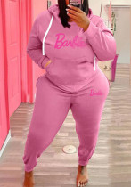 Plus Size Women Casual Sports Hoodies and Pant Two-Piece Set