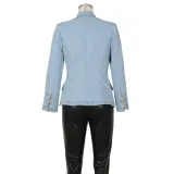 Women Button Denim Blazer Jacket