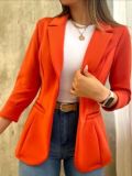 Women Fall Solid Long Sleeve Turndown Collar Jacket