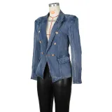 Women Button Denim Blazer Jacket