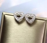 Women Heart Shaped Diamond Stud Earrings