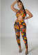 Women Fashion Sexy Print Jumpsuit