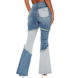 Damen-Hose mit Quasten-Riss und Stretch-Schlaghose