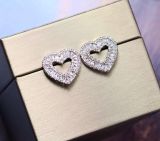 Women Heart Shaped Diamond Stud Earrings