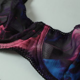 See-Thin Tie-Dye Print Sexy Stockings Temptation Sexy Lingerie Set