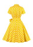 Women's Polka Dot Belted Slim Waist A-Line Vintage Plus Size Dress