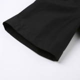 Women's Simple Shirt Dress Single-Breasted Button Irregular Hollow Turndown Collar Sexy Dress