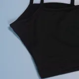 Sexy Slim Fit Solid Color Straps Tank Top Stretch Bell Bottom Pants Two-Piece Set
