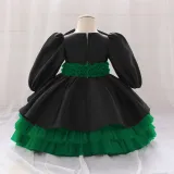 Kids Dresses Girls Long Sleeve Princess Tutu Skirt Cascading Ruffles Dress Birthday Dress