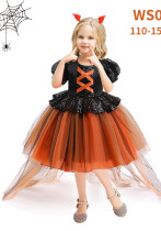 Disfraz de Halloween para niños niñas cosplay mascarada rendimiento malla princesa vestido pequeña bruja actuación disfraz
