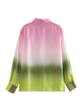 Summer Tie Dye Ombre Shirt Print Pleated Skirt two piece Set