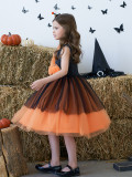 Halloween children's costume girls cosplay costume witch party show costume mesh dress