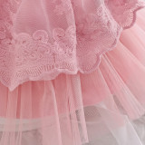Children's dress fluffy yarn Cascading Ruffles Dress princess dress flower girl first birthday baby Dress