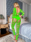 Sexy lingerie feminine one-piece long-sleeved See-Through Tight Fitting bodystocks clothing
