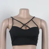 Sexy Slim Fit Solid Color Straps Tank Top Stretch Bell Bottom Pants Two-Piece Set