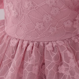 Children's Princess Dress Flower Girl Puff Sleeve Performance Clothing Trailing Dress