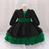 Kids Dresses Girls Long Sleeve Princess Tutu Skirt Cascading Ruffles Dress Birthday Dress