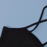 Sexy Slim Fit Solid Color Straps Tank Top Stretch Bell Bottom Pants Two-Piece Set