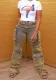 Women Cargo Wash Vintage Denim Pants