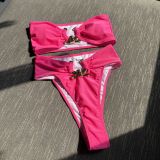 Cutout High Waist Sexy Strapless Two Pieces  Bikini Swimsuit