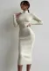 Women Turtleneck Ribbed Knitting Solid Maxi Dress