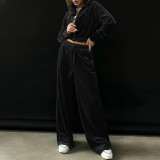 Women velvet Sport Hoodies and Pant Casual Two-Piece Set