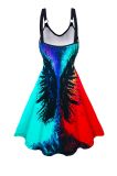 Halloween Women Cosplay Party Dress Wings Print Strap Dress