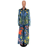 Women Print Casual Top and Pant Two-Piece Set