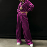 Women velvet Sport Hoodies and Pant Casual Two-Piece Set