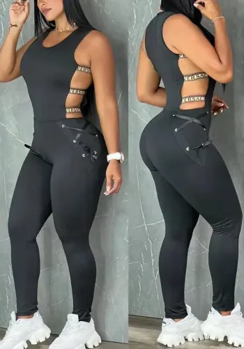 Women Hollow Sleeveless Sexy Jumpsuit