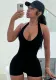 Summer Women's Sexy Casual Low Neck Halter Neck High Waist Tight Fitting Low Back Jumpsuit