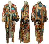 Multi-Print Fashion Casual Trench Women's Coat