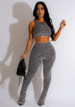 Summer Women's Sexy Tight Fitting Jacquard Tank Top Pants Two-Piece Set