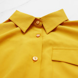 Spring Summer Casual Long Sleeve Turndown Collar Loose Shirt Dress For Women