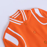 Jaqueta de beisebol de botão curto de manga comprida contrastante cor outono moda all-match casaco para mulher