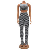 Summer Women's Sexy Tight Fitting Jacquard Tank Top Pants Two-Piece Set