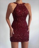 Trendy Sexy Crystal Sequin Bodycon Dress Evening Gown