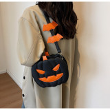 Funny Pumpkin Bag Fashion Contrast Color Creative Style Trendy Single Shoulder Women's Bag Chain Cartoon Diagonal Bag