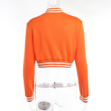 Chaqueta de béisbol de manga larga con botones cortos en contraste de colores, moda de otoño, abrigo que combina con todo para mujer