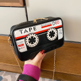 Women Style Tape Cassette Pu Messenger Bag