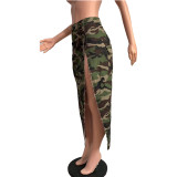 Women Camouflage Denim Skirt