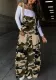 Women Fall Print Lace-Up Overalls
