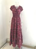 Ladies Simian Style Vintage Floral Print Long Dress